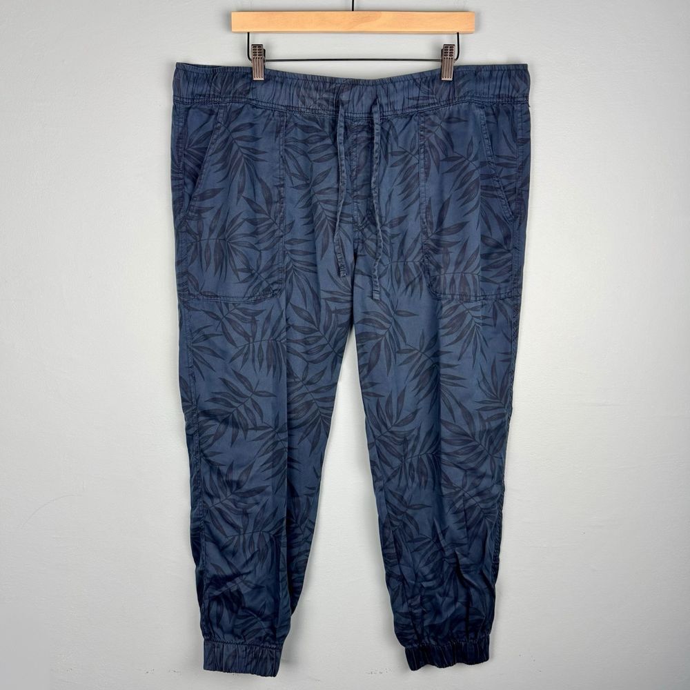 Orvis Womens 2XL Tencel Relaxed Fit Blue Floral Palms Lyocell Jogger Pants‎